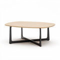Mesa de centro ovalada em madeira e metal 150 x 75 x 45cm