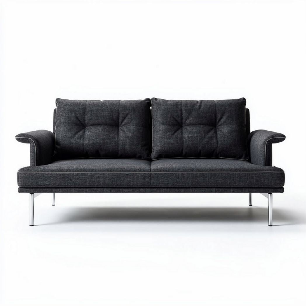 Sofá de dois lugares com estrutura metálica cinza 180 x 80 x 85cm