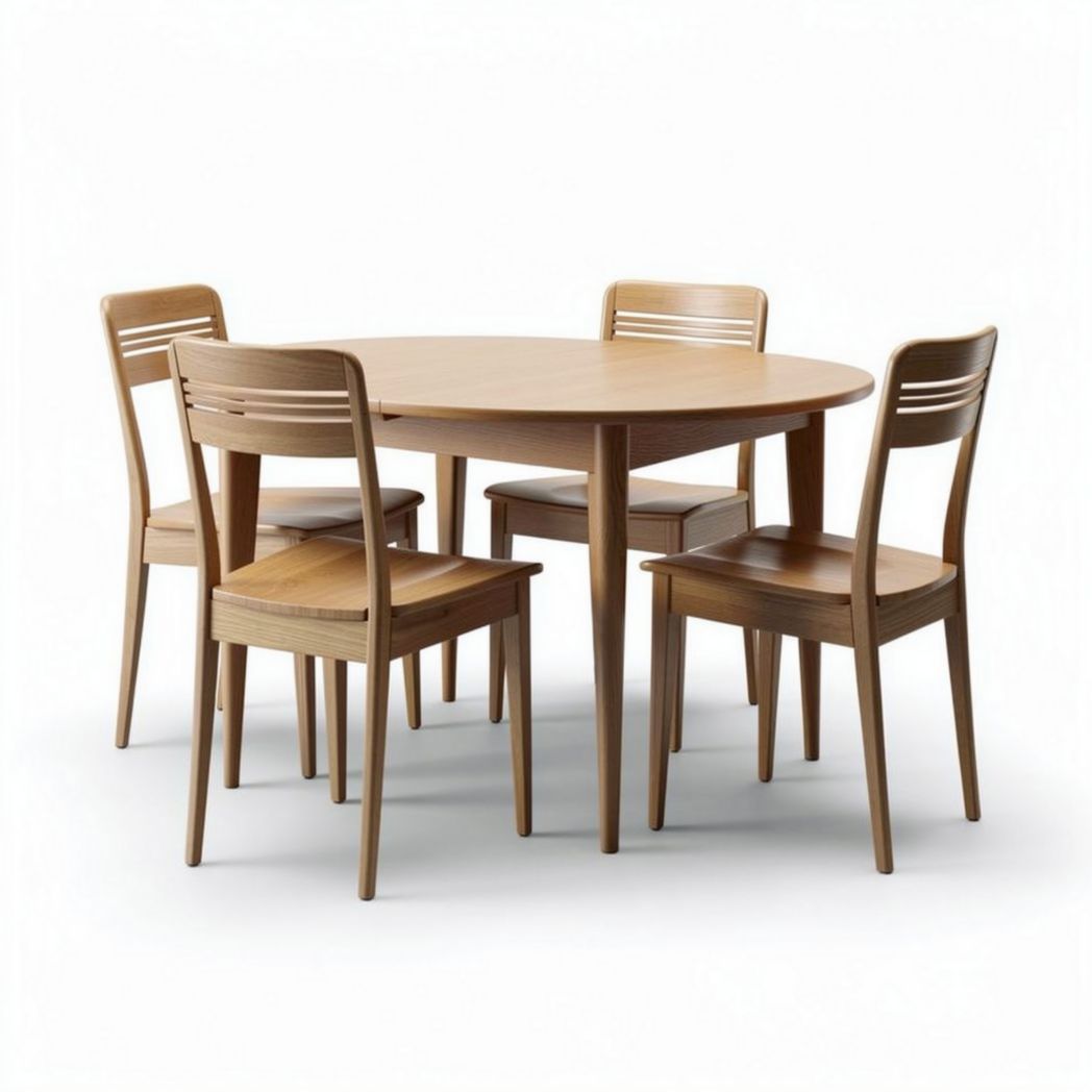 Mesa redonda de madeira com quatro cadeiras tamanho 120 x 120 x 75cm