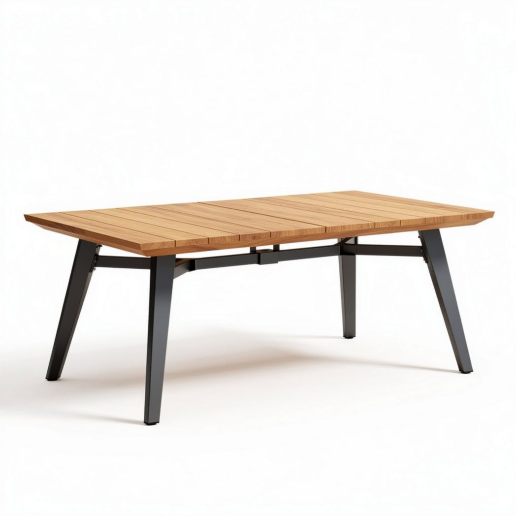Mesa retangular de madeira com estrutura metálica 180 x 90 x 75cm