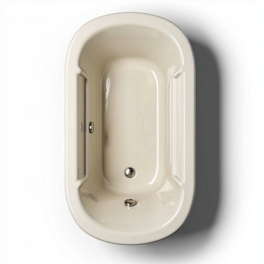 Banheira oval em cerâmica marfim 150 x 75 x 45cm para banheiro