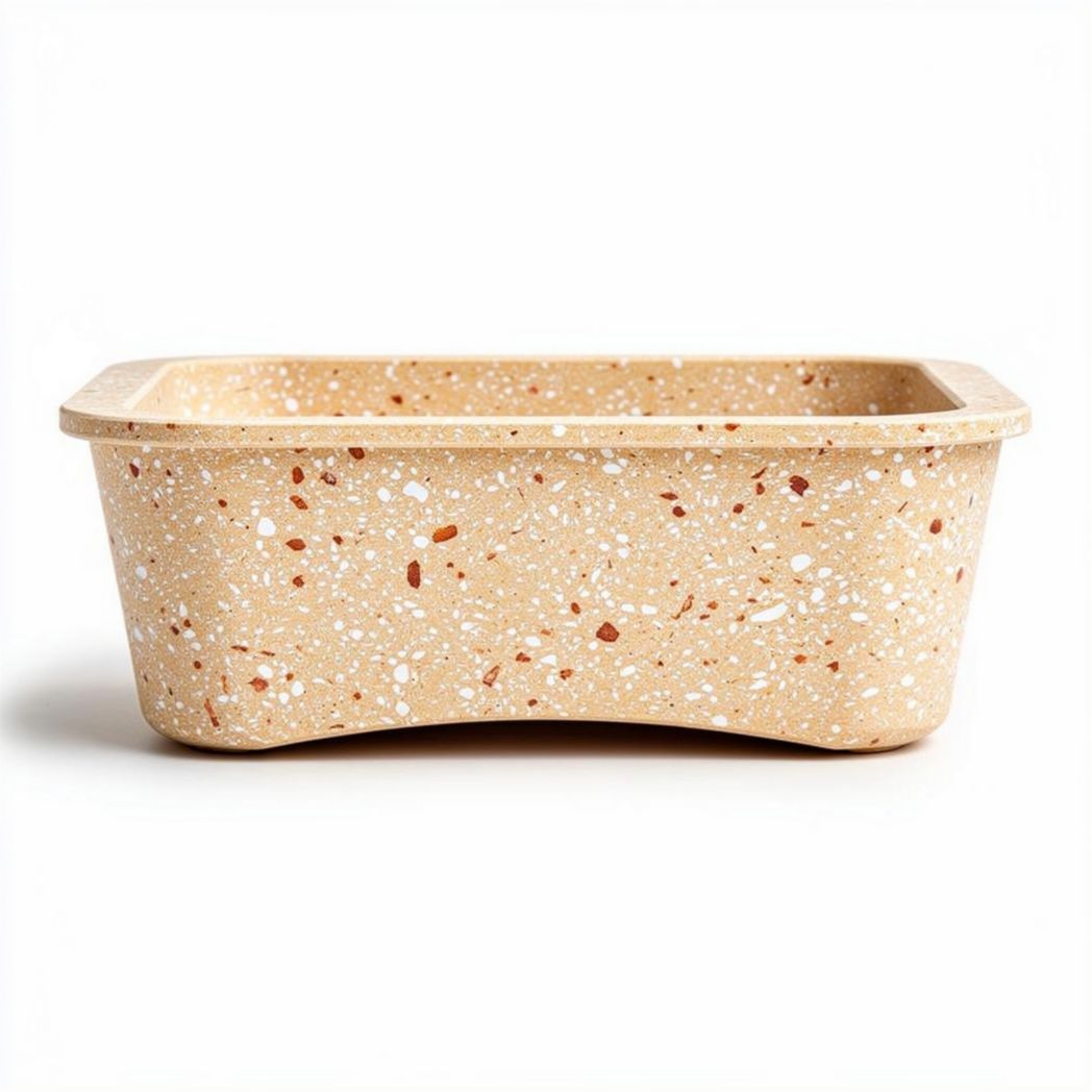 Bandeja retangular em material reciclado 20 x 15 x 7cm cor bege
