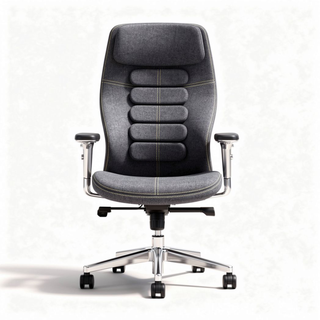 cadeira de escritório ergonômica em tecido cinza com estofamento 45 x 50 x 100cm