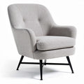 Cadeira de design moderno em tecido cinza claro com pés de metal 85 x 80 x 80cm